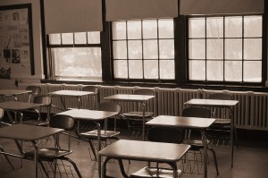 Desks in an Empty Classroom
